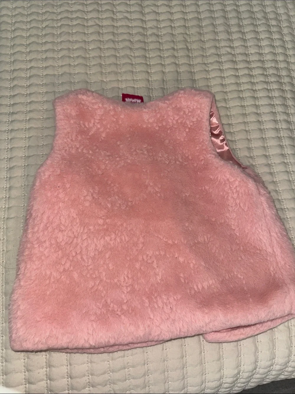 Disney Light Pink Faux Fur Minnie Vest with Sequin Bow